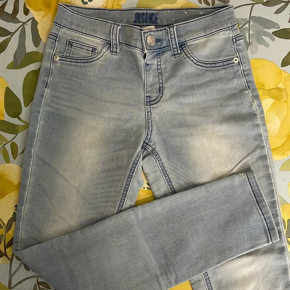 🔥 SALE JUSTICE Girls Mid Rise Light Wash Denim Jeans | Size 12